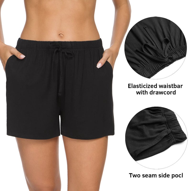 Orrpally Pajama Shorts Womens Lounge Short Sleep Shorts Pajama Bottoms 2-Pack Black Grey L - Image 2